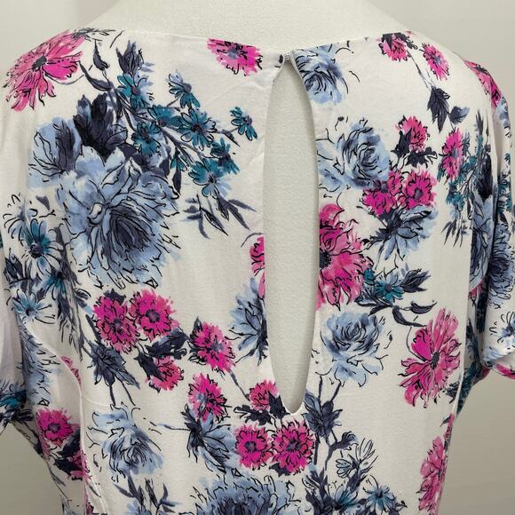 Torrid Floral Maxi Dress 2X White Pink Cap Sleeve Empire Waist - Picture 8 of 9